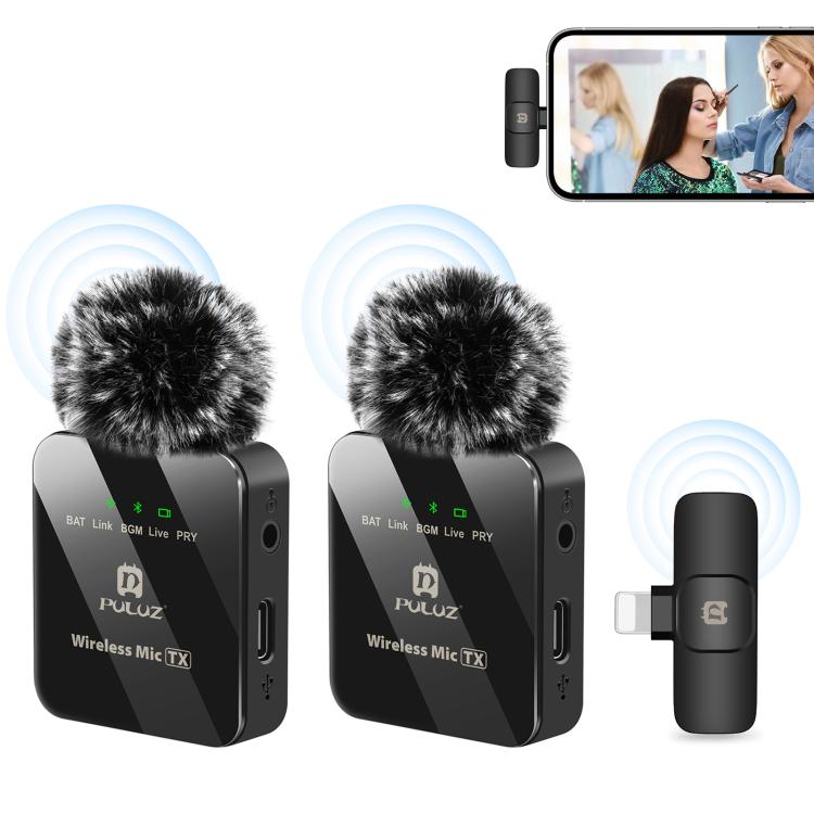 PULUZ PULUZ Kabelloses Lavalier-Mikrofon für iPhone/iPad, 8-poliger Empfänger und zwei Mikrofone, 8-Pin 2 TX + 1 RX Elektroniktrade Switzerland