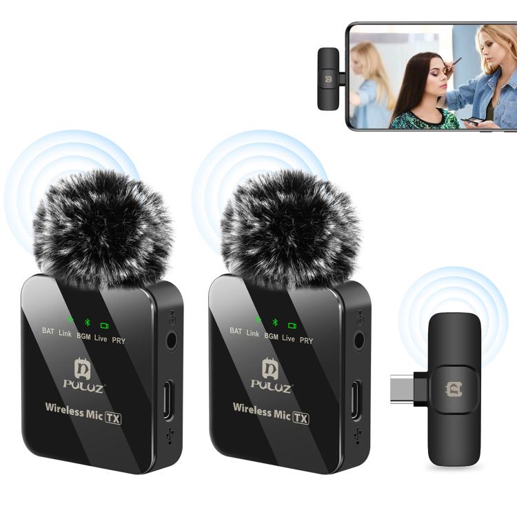 PULUZ PULUZ Kabelloses Lavalier-Mikrofon für Typ-C-Telefone, Typ-C-Empfänger und Dual-Mikrofone, Type-C 2 TX + 1 RX Elektroniktrade Switzerland