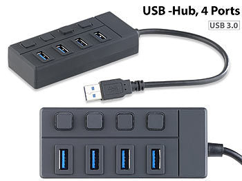USB 3 Verteiler: Xystec USB-3.0-Hub mit 4 Ports, einzeln schaltbar, bis 5 Gbit/s erhältlich auf eMall
