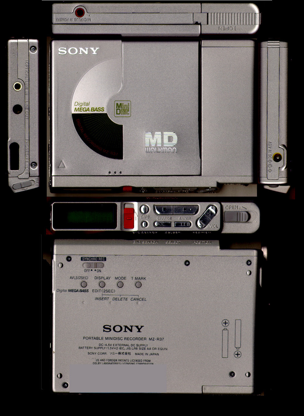 Sony tragbarer Minidisc Player/Recorder Made in Japan - silber (MZ-R37/S) (Gebraucht Artikel)