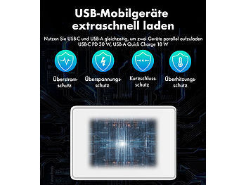 revolt Flaches USB-Netzteil mit USB-C PD 30 W, USB-A Quick Charge 18 W Elektroniktrade Switzerland