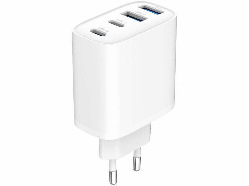 Revolt Ultrakompaktes 4-Port-USB-Netzteil, USB-C PD + QC, bis 40 Watt, weiß Elektroniktrade Switzerland