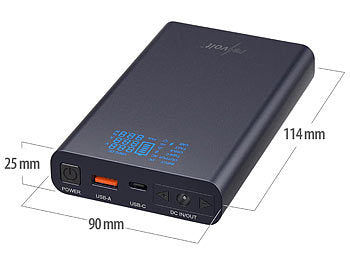 Revolt USB-Powerbank mit 18 Ah, DC 3 - 24 V, Starthilfe, QC & USB-C PD, 160 W Elektroniktrade Switzerland