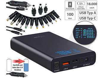 Revolt USB-Powerbank mit 18 Ah, DC 3 - 24 V, Starthilfe, QC & USB-C PD, 160 W Elektroniktrade Switzerland