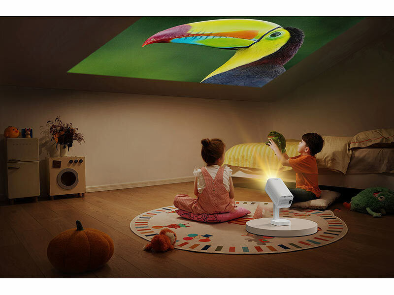 SceneLights WLAN-LED-Mini-Beamer, Full HD nativ, 200 ANSI-lm, 4.800 lm, Bluetooth Elektroniktrade Switzerland