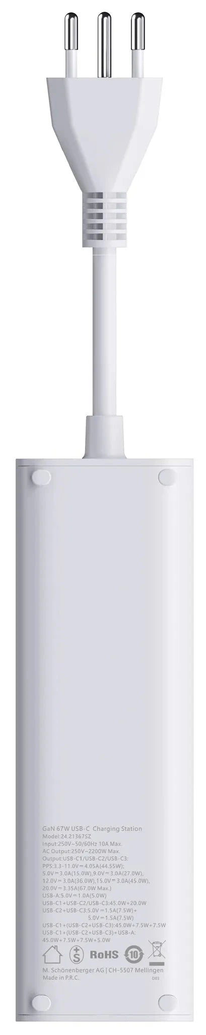 Schönenberger 67W GaN Fast Charging Station – 2× T13 | 3× USB-C + USB-A | PD 3.0 & QC 3.0 elektroniktrade Switzerland