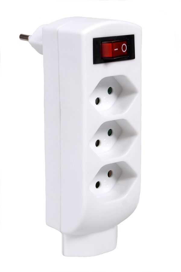 Schönenberger Abzweigstecker 4xT13 mit Schalter, Stecker T12, inkl. Schalter, weiss elektroniktrade Switzerland