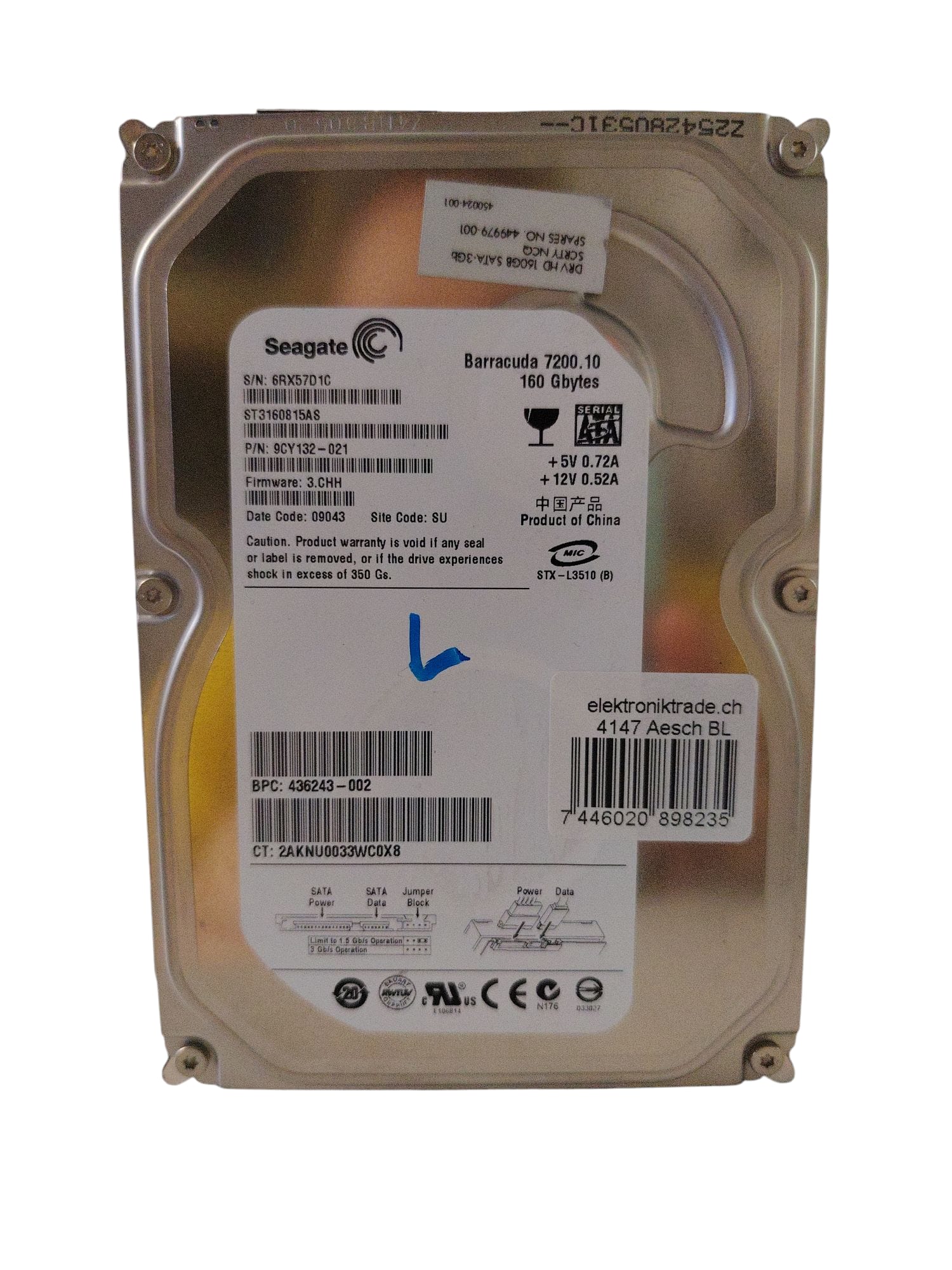 Seagate Seagate HDD Barracuda 7200.10 160GB ( Gebraucht Artikel ) Elektroniktrade Switzerland