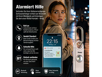 Semptec Urban Survival Technology Selbstverteidigungs-Schlüsselanhänger, 130 dB, Notfall-Kontakt, rose elektroniktrade Switzerland