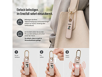 Semptec Urban Survival Technology Selbstverteidigungs-Schlüsselanhänger, 130 dB, Notfall-Kontakt, rose elektroniktrade Switzerland