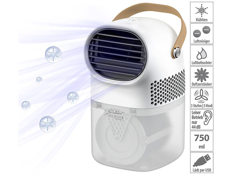 Sichler 3in1-Tisch-Luftwäscher, -befeuchter, -kühler mit Aroma-Funktion, 750ml Elektroniktrade Switzerland
