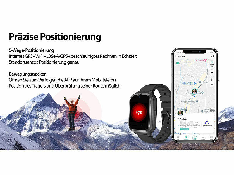 simvalley 4G/LTE-Senioren-GPS-Handy-Uhr mit Garantruf Easy und Video-Telefonie Elektroniktrade Switzerland