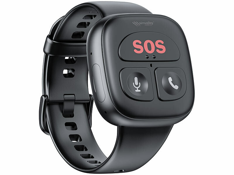 simvalley 4G-Notfall-Armband mit Freisprechen, GPS, Sturz-Sensor, App, IP67 elektroniktrade Switzerland
