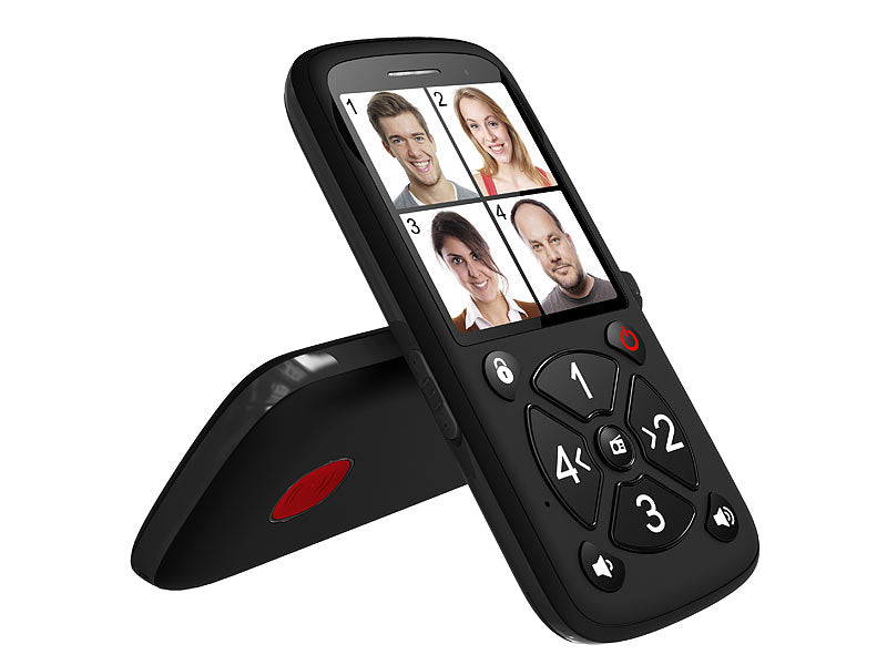 simvalley 5-Tasten-Senioren- & Kinder-Handy mit Garantruf Premium, LED und Radio elektroniktrade Switzerland