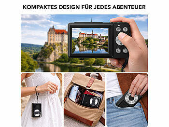 Somikon Full-HD-Digitalkamera, 4K interpoliert, 2 Displays, 18x-Digitalzoom Elektroniktrade Switzerland
