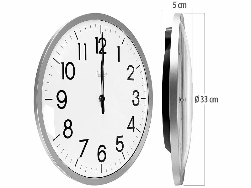St. Leonhard Analoge Funk-Wanduhr, hohe Genauigkeit, 33 x 5 cm Elektroniktrade Switzerland