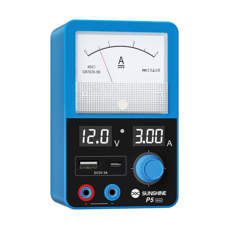 SUNSHINE P5 Mini 5V / 3A Dual-Display Smart-Netzteil mit Amperemeter Elektroniktrade Switzerland