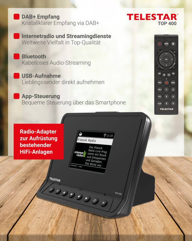 Telestar TOP 400 (schwarz) TELESTAR DAB+ / Internet / FM / Bluetooth Elektroniktrade Switzerland
