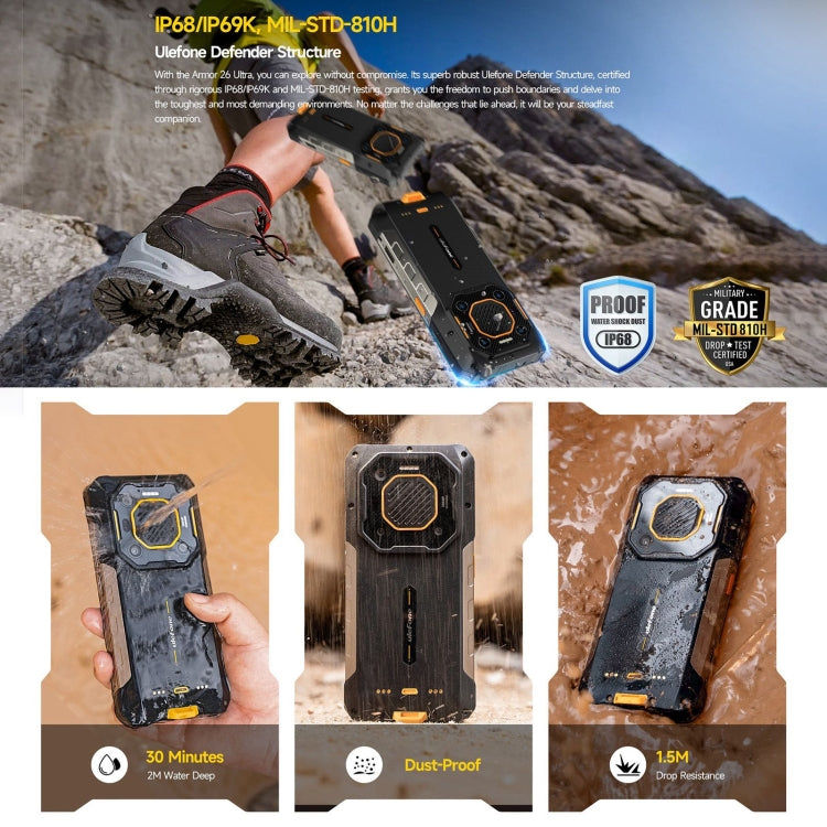 Ulefone Ulefone Armor 26 Ultra Rugged Phone, 6,78 Zoll Android 13 MediaTek Dimensity 8020 Octa Core, Netzwerk: 5G, NFC, 12GB+512GB Elektroniktrade Switzerland