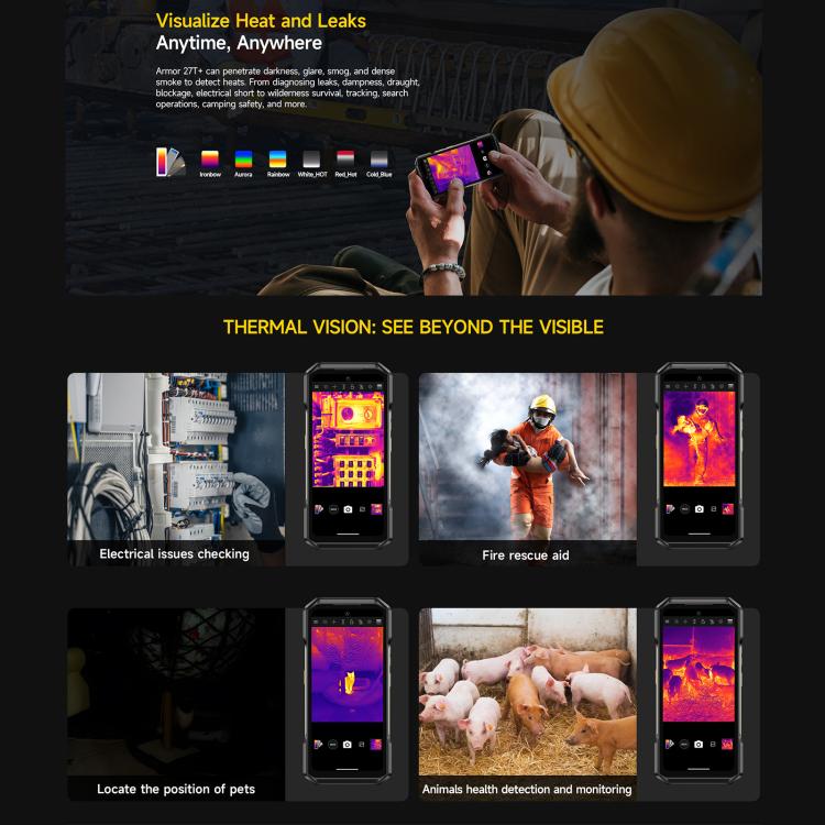 Ulefone Ulefone Armor 27T+, 12GB+256GB, Thermal imager, Night Vision, 10600mAh, 6.78" Android 15, 4G, NFC Elektroniktrade Switzerland