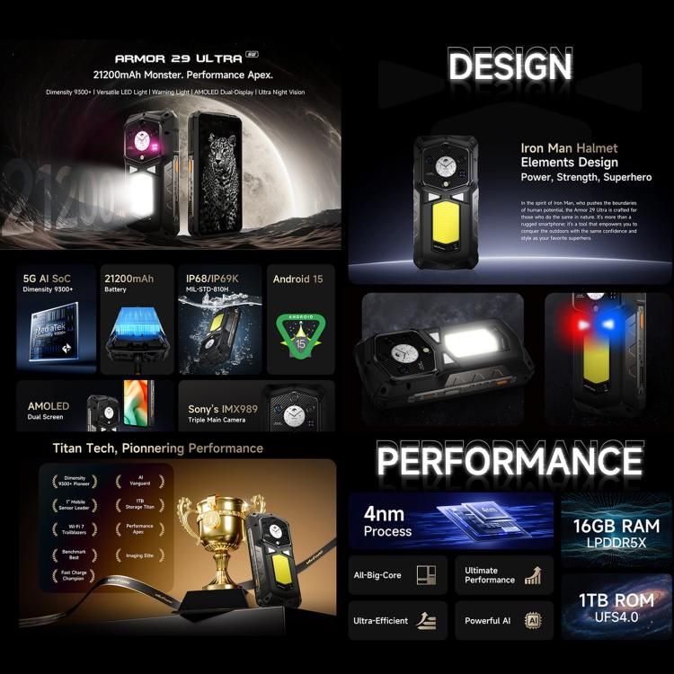 Ulefone Ulefone Armor 29 Ultra 16GB+1TB 5G Rugged Smartphone, Nachtsicht, Android 15 elektroniktrade Switzerland