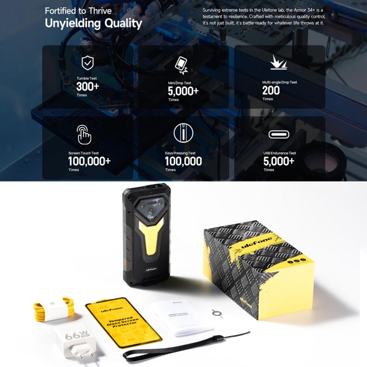 Ulefone Ulefone Armor 34+, 16 GB + 512 GB, Nachtsicht, robustes Smartphone (IP68/IP69K), 6,95 Zoll, Android 15, MediaTek Dimensity 7400X Octa-Core-Prozessor, Netzwerk: 5G, NFC, OTG, Armor 34+ Elektroniktrade Switzerland