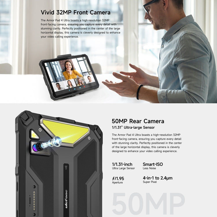 Ulefone Ulefone Armor Pad 4 Ultra Rugged Tablet PC, 10,36 Zoll Android 14 MediaTek Dimensity 6300 Octa Core 5G Netzwerk, EU-Stecker, Armor Pad 4 Ultra Elektroniktrade Switzerland