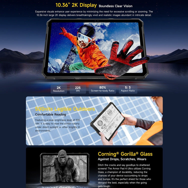 Ulefone Ulefone Armor Pad 4 Ultra Rugged Tablet PC, 10,36 Zoll Android 14 MediaTek Dimensity 6300 Octa Core 5G Netzwerk, EU-Stecker, Armor Pad 4 Ultra Elektroniktrade Switzerland