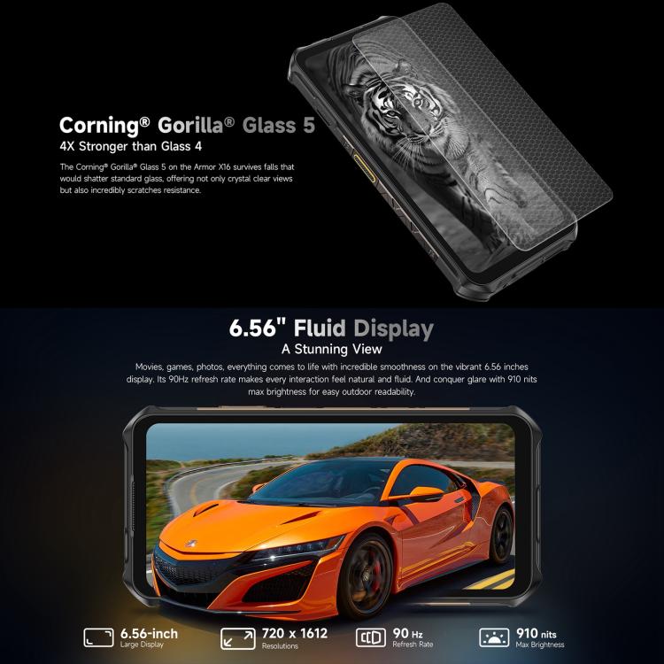 Ulefone Ulefone Armor X16, 6 GB + 128 GB, Nachtsicht, robustes Smartphone (IP68/IP69K), 6,56 Zoll, Android 15, MediaTek Helio G91 Octa-Core-Prozessor, Netzwerk: 4G, NFC, OTG, Armor X16, 6GB+128GB Elektroniktrade Switzerland