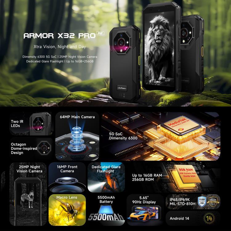 Ulefone Ulefone Armor X32 Pro 5G, 8 GB + 256 GB, Nachtsicht, IP68/IP69K elektroniktrade Switzerland
