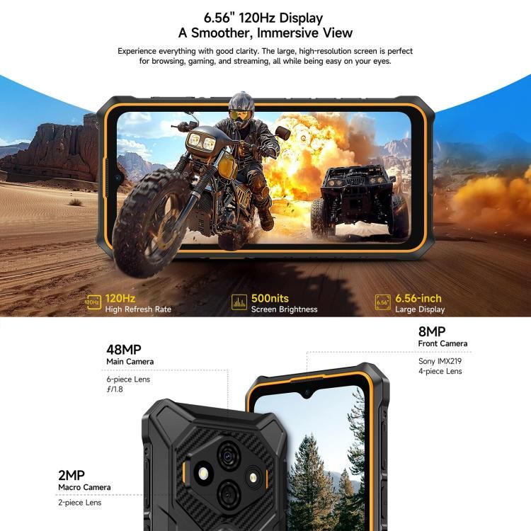 Ulefone Ulefone RugKing 3 Pro, 8 GB + 128 GB, robustes Smartphone (IP68/IP69K), 6,56 Zoll, Android 15, Unisoc T7250 Octa-Core-Prozessor, Netzwerk: 4G, NFC, OTG, RugKing 3 Pro, 8GB+128GB Elektroniktrade Switzerland