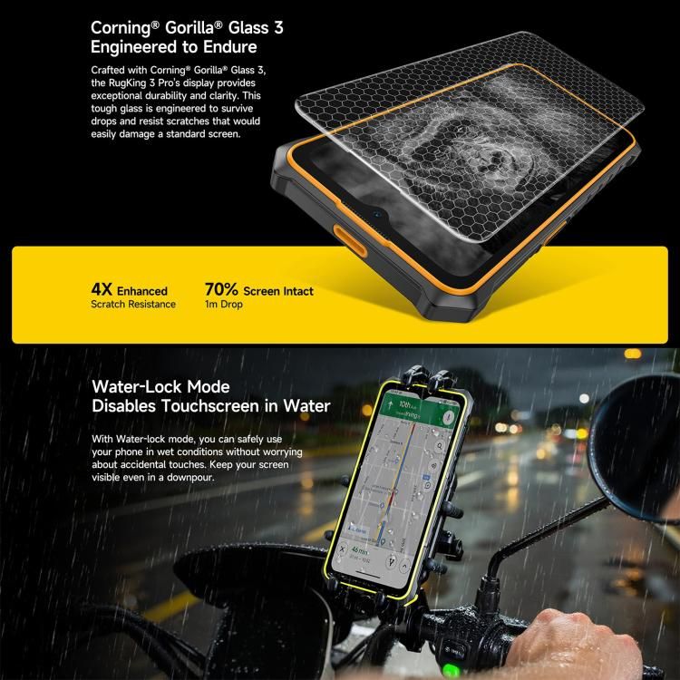 Ulefone Ulefone RugKing 3 Pro, 8 GB + 128 GB, robustes Smartphone (IP68/IP69K), 6,56 Zoll, Android 15, Unisoc T7250 Octa-Core-Prozessor, Netzwerk: 4G, NFC, OTG, RugKing 3 Pro, 8GB+128GB Elektroniktrade Switzerland