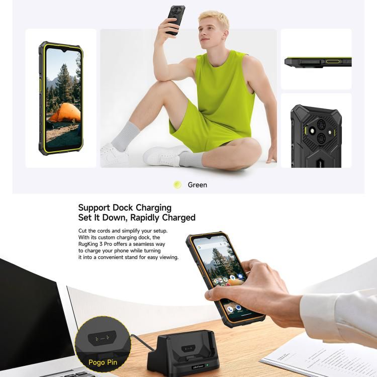 Ulefone Ulefone RugKing 3 Pro, 8 GB + 128 GB, robustes Smartphone (IP68/IP69K), 6,56 Zoll, Android 15, Unisoc T7250 Octa-Core-Prozessor, Netzwerk: 4G, NFC, OTG, RugKing 3 Pro, 8GB+128GB Elektroniktrade Switzerland