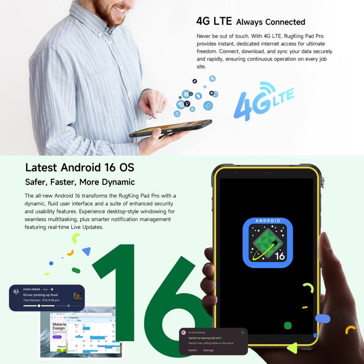 Ulefone Ulefone Rugking Pad Pro Robustes Tablet-PC, 8 GB + 128 GB, 8,68 Zoll, Android 16, Unisoc T7250 Octa-Core-Prozessor, 4G-Netzwerk, EU-Stecker elektroniktrade Switzerland
