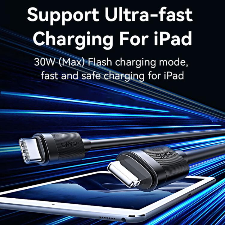USAMS USAMS SJ781 U94 USB-C / Typ-C auf 8-Pin PD30W Schnelllade-Datenkabel, 1m Elektroniktrade Switzerland