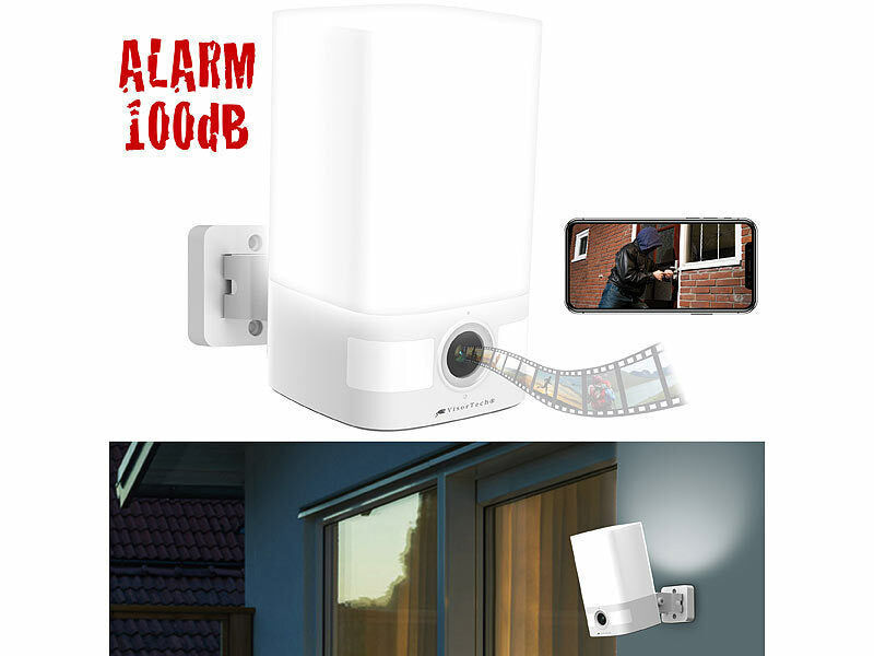 VisorTech 2K-Akku-Überwachungskamera, LED-Licht 600 lm, Alarm, WLAN, App, IP65 elektroniktrade Switzerland