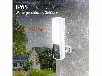 VisorTech LED-Außenwandleuchte & WLAN-2K-Kamera, PIR, Nachtsicht, Sirene, weiß Elektroniktrade Switzerland