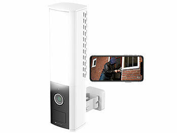 VisorTech LED-Außenwandleuchte & WLAN-2K-Kamera, PIR, Nachtsicht, Sirene, weiß Elektroniktrade Switzerland