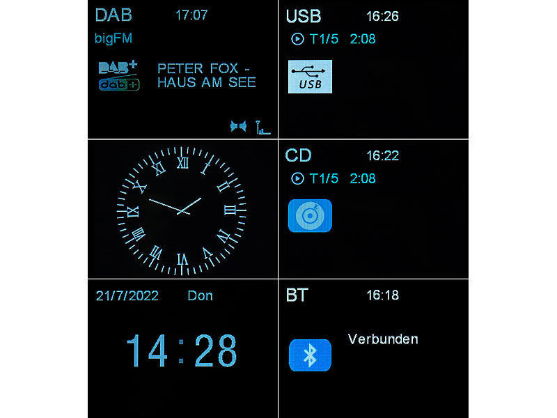 VR-Radio Mobile Stereo-Boombox mit DAB+/FM, Bluetooth, CD, AUX, 10 Watt Elektroniktrade Switzerland