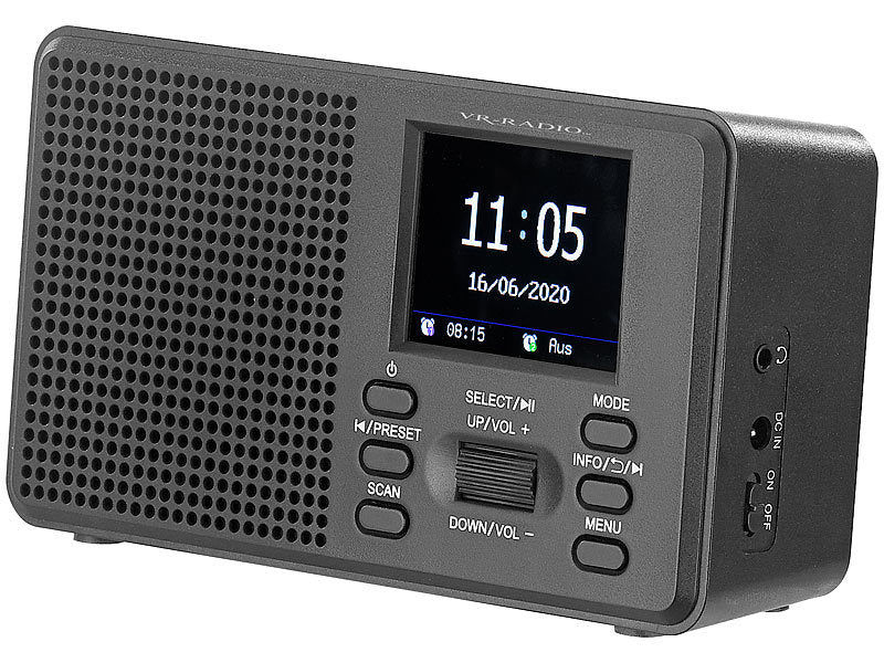 VR-Radio Mobiles Digitalradio mit DAB+ und UKW, LCD-Farbdisplay, Wecker, 8 Watt Elektroniktrade Switzerland