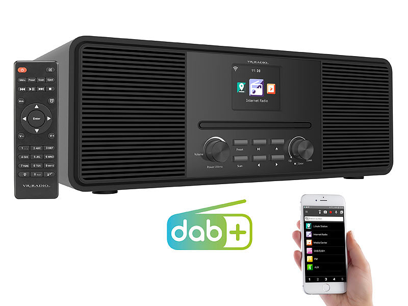 VR-Radio Stereo-Internetradio mit CD-Player, DAB+/FM & Bluetooth, 40 W, schwarz Elektroniktrade Switzerland