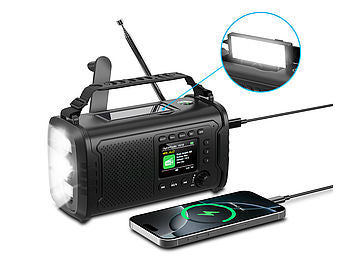 VR-Radio VR-Radio Kurbelradio: Kurbel-Notfall-Digitalradio mit USB-Powerbank, LED-Lampe, 20.000 mAh elektroniktrade Switzerland