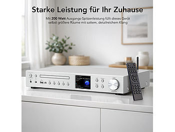 VR-Radio WLAN-Internetradio-Receiver, DAB+/UKW, CD, Bluetooth, 200 W, silber Elektroniktrade Switzerland
