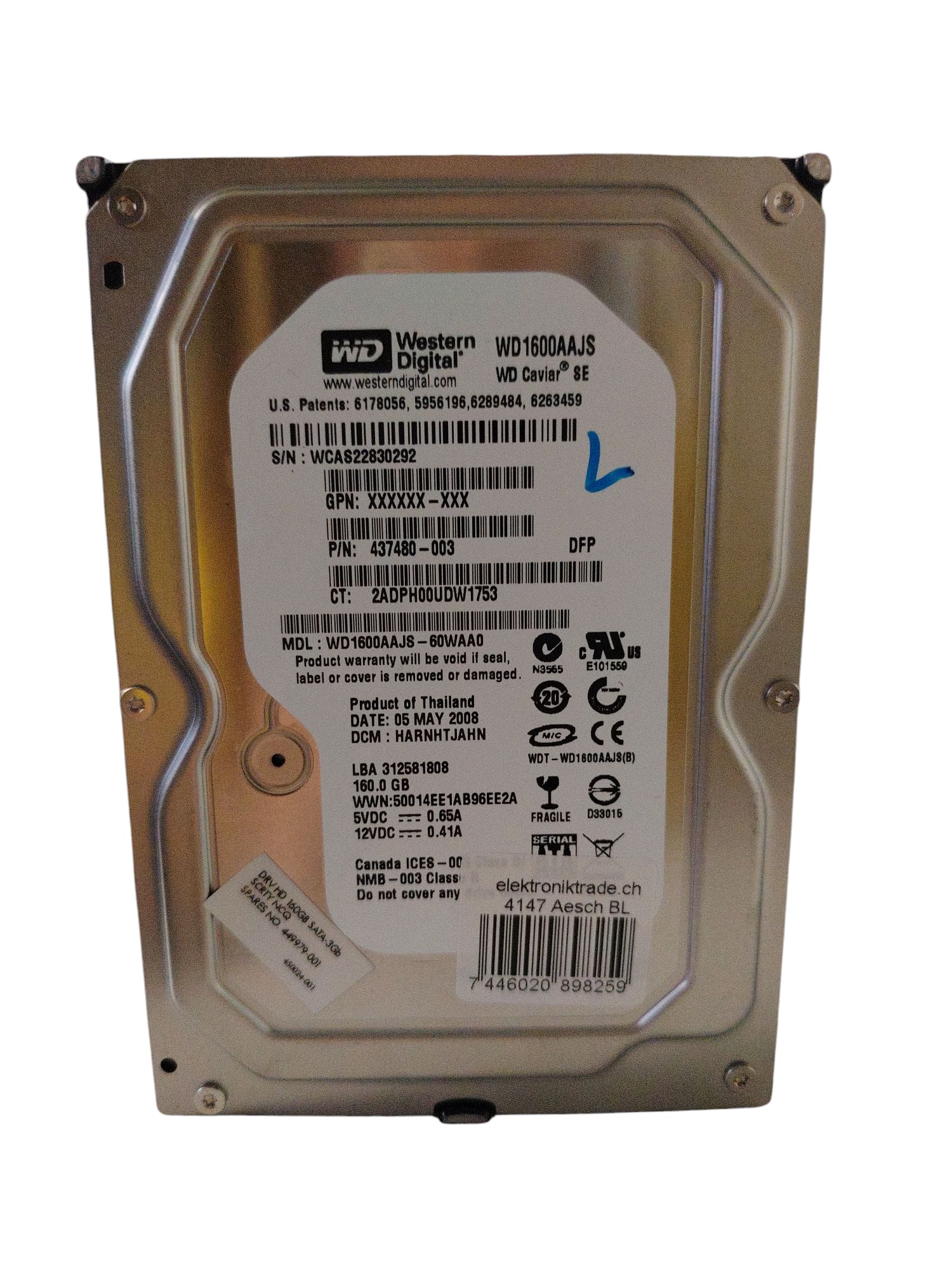 WD Western Digital HDD WD1600AAJS 160GB ( Gebraucht Artikel ) Elektroniktrade Switzerland