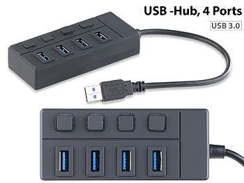 Xystec USB-3.0-Hub mit 4 Ports, einzeln schaltbar, bis 5 Gbit/s elektroniktrade Switzerland