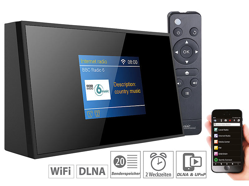 Digitaler WLAN-HiFi-Tuner mit Internetradio, DAB+, UKW, Fernbedienung