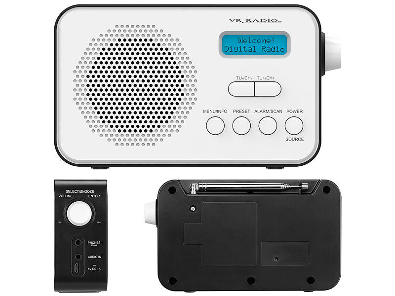 Mobiles Akku-Digitalradio mit DAB+ & FM, Wecker, Bluetooth 5, 8 Watt