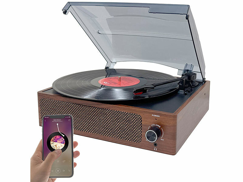 Schallplattenspieler mit Stereo-Lautsprecher und Bluetooth, 12 Watt