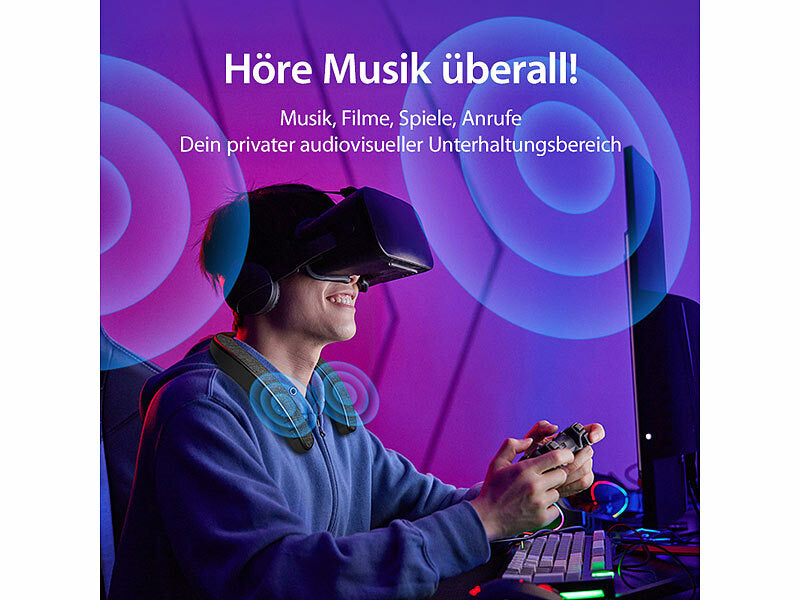 2in1-Akku-TV-Nackenlautsprecher mit Bluetooth, Freisprechen, MP3