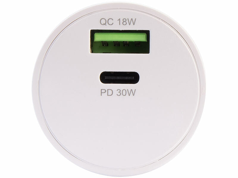 USB-Netzteil mit USB-C PD bis 30 Watt und Quick Charge bis 18 Watt (CH-Version)